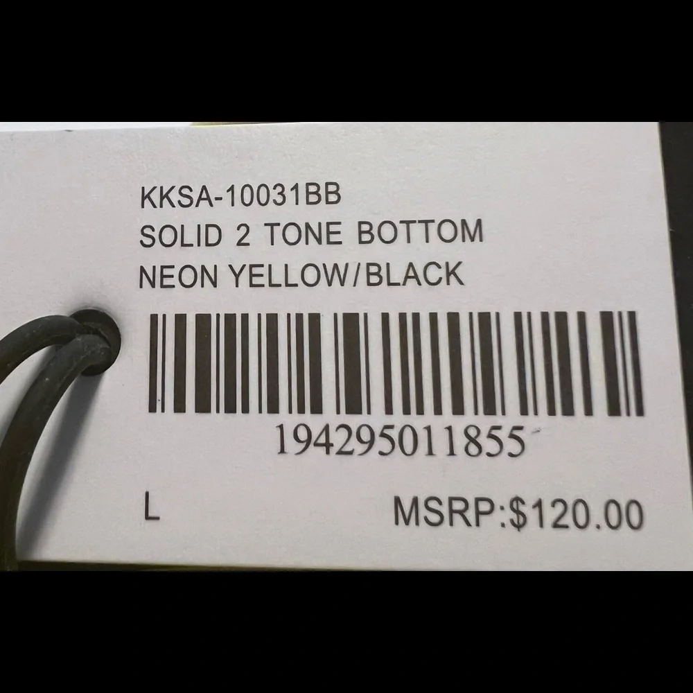 NWT Kendall + Kylie Neon Yellow 2 Tone Bikini Size Large
